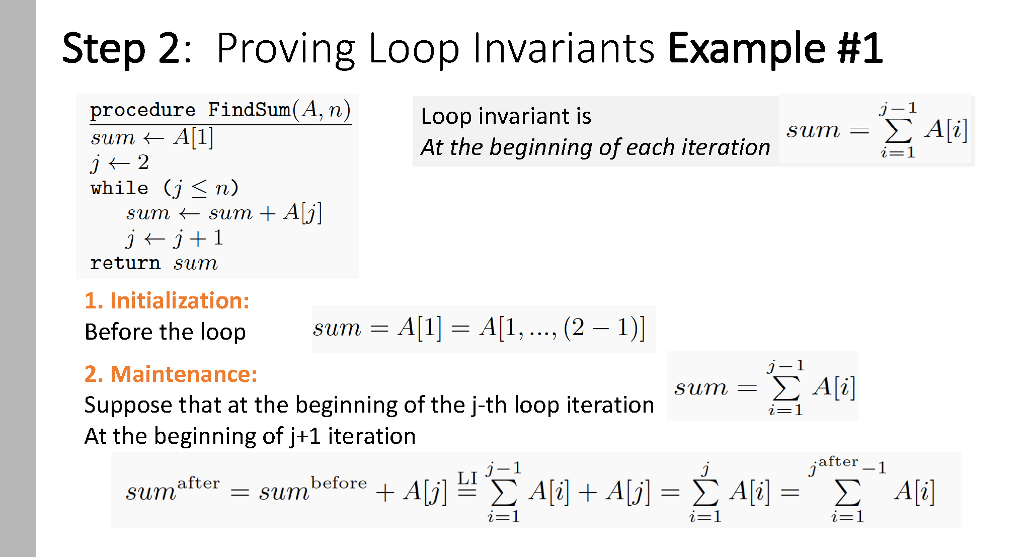 loop invariant bubble sort loop invariant insertion sort