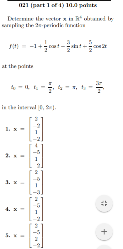 Solved 021 part 1 Of 4 10 0 Points Determine The Vector X Chegg