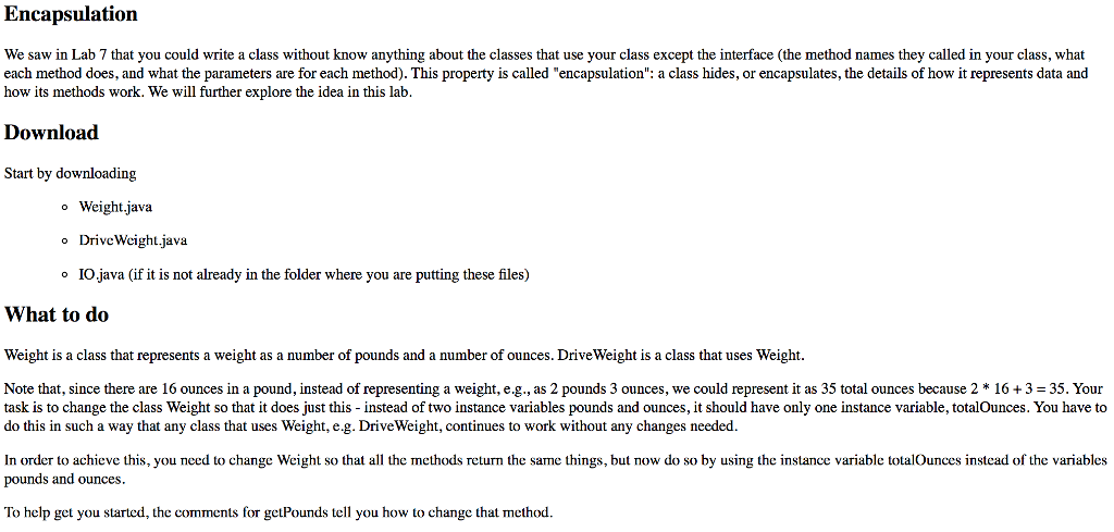 Solved Encapsulation We saw in Lab 7 that you could write a | Chegg.com