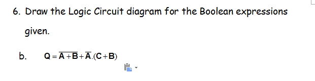 Solved Draw The Logic Circuit Diagram For The B Expressions | Chegg.com