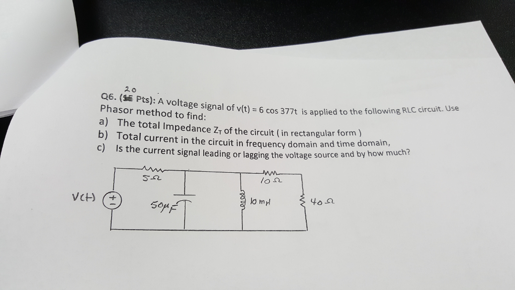 Solved 2, O Q6. (1 Pts): A Voltage Signal Of V(t) Cos 377t | Chegg.com