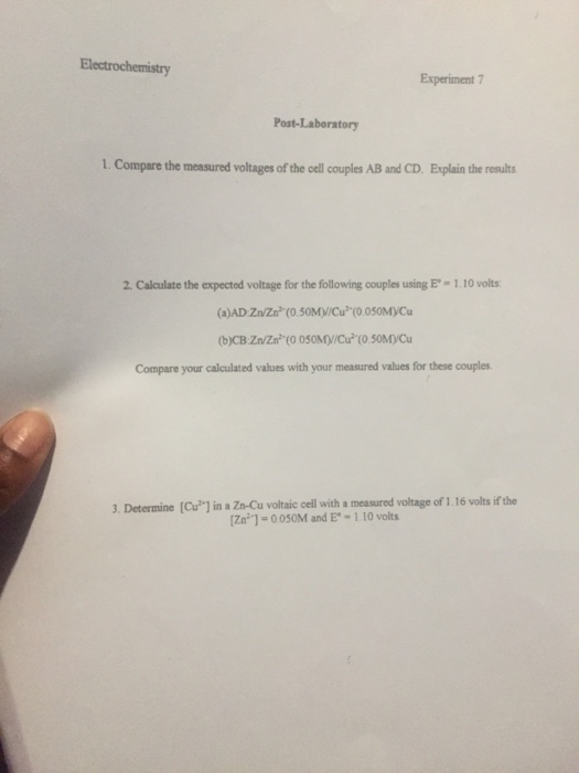 Electrochemistry Experiment 7 PostLaboratory