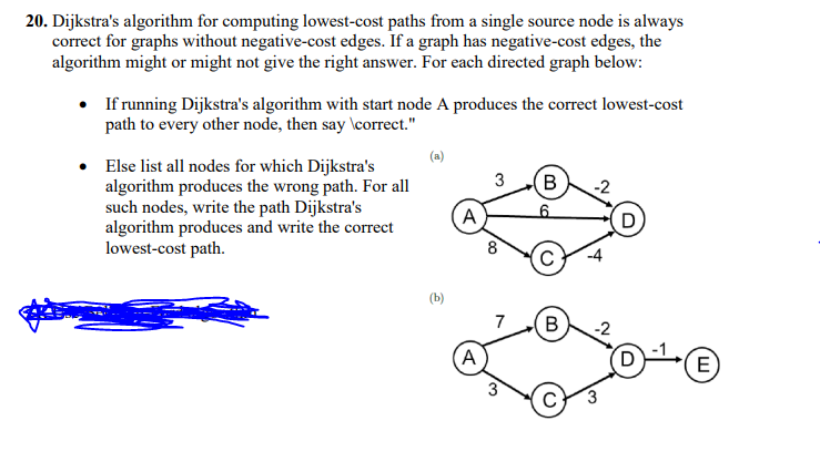 Solved 20. Dijkstra's algorithm for computing lowest-cost | Chegg.com