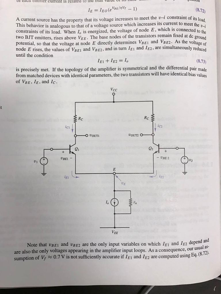 Solved Consider the BJT differential amplifier of Fig 8.13