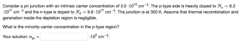 Solved Consider a pn junction with an intrinsic carrier | Chegg.com