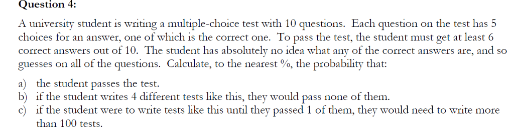 Solved A university student is writing a multiple-choice | Chegg.com