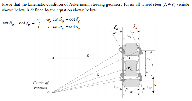 Solved Prove that the kinematic condition of Ackermann | Chegg.com