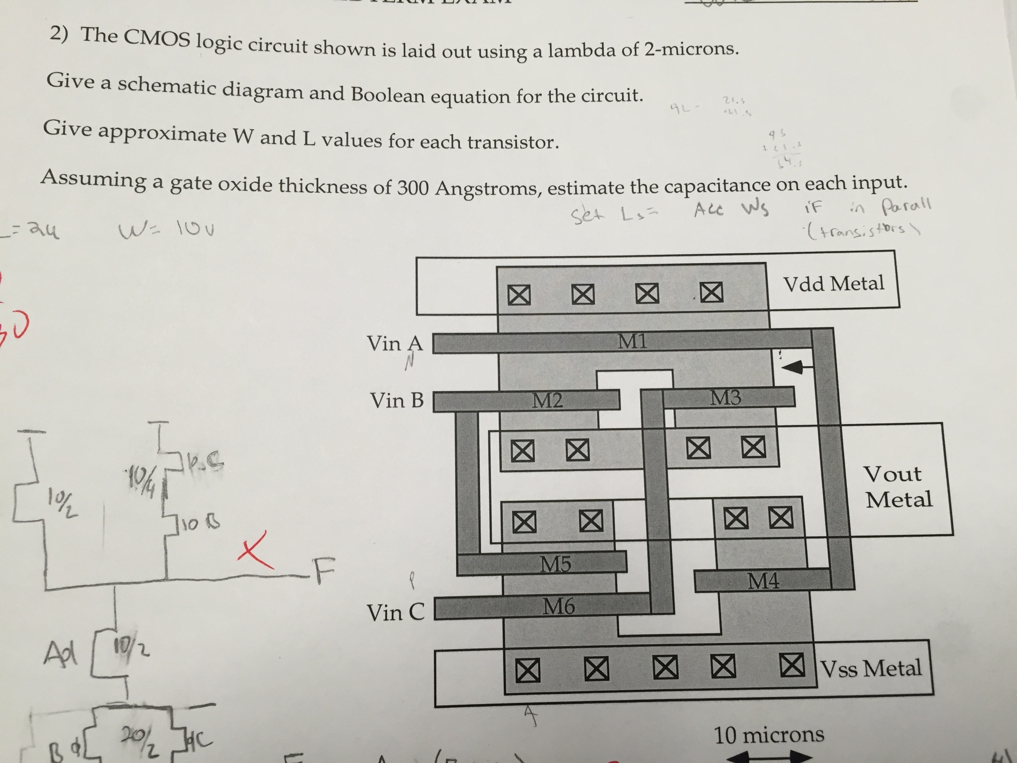 2) The CMOS logic circuit Shown is laid out using a | Chegg.com