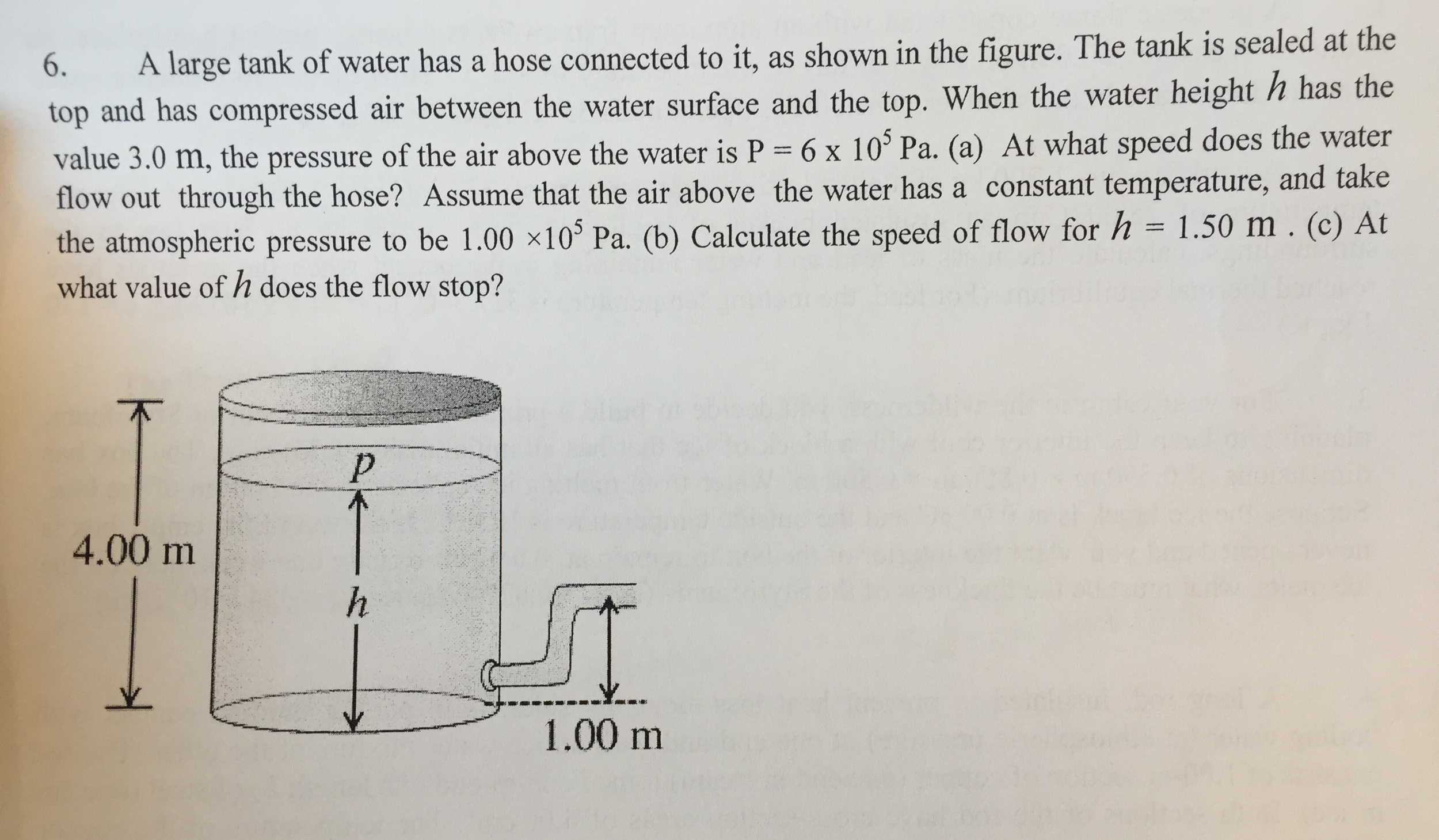 Solved A large tank of water has a hose connected to it, as | Chegg.com