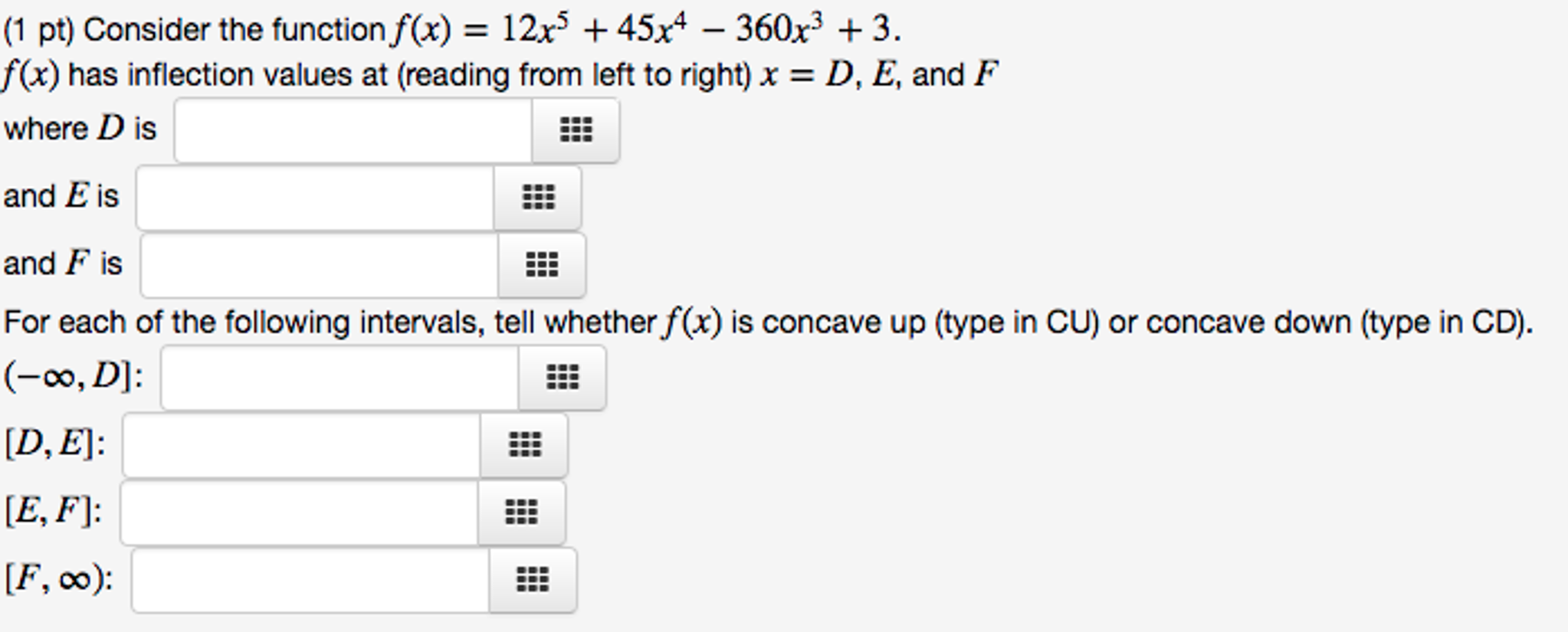 Solved Consider The Function F x 12x 5 45x 4 360x 3 Chegg solved-consider-the-function-f-x-12x-5-45x-4-360x-3-chegg