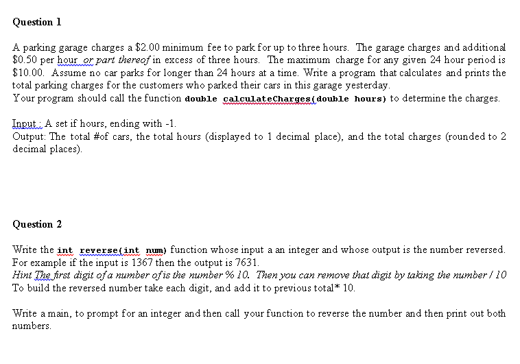 Solved A parking garage charges a $2.00 minimum fee to park | Chegg.com