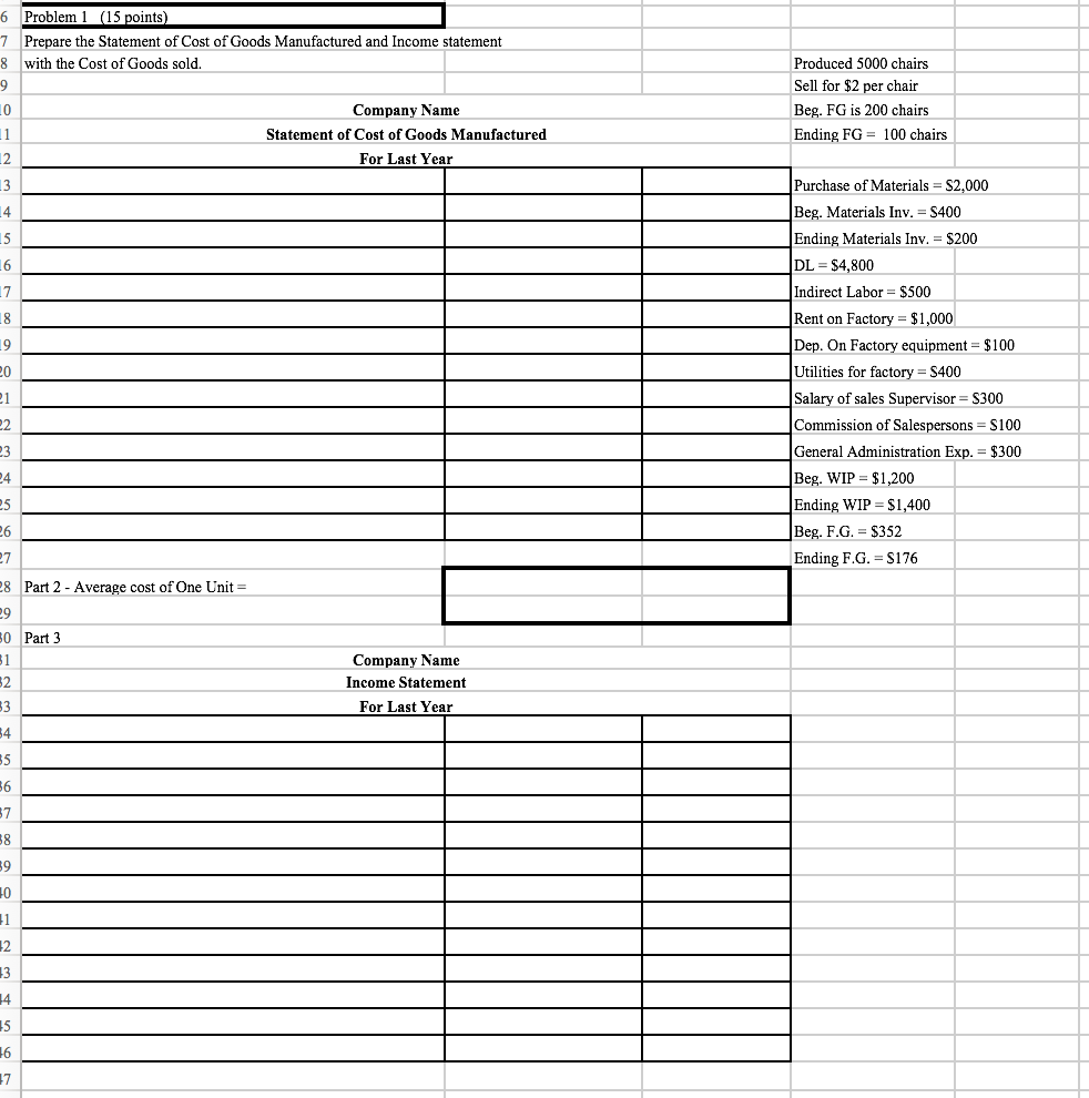 Solved Prepare The Statement Of Cost Of Goods Manufactured 