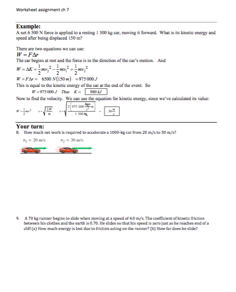 Solved Worksheet assignment ch 7 What is work A process that | Chegg.com