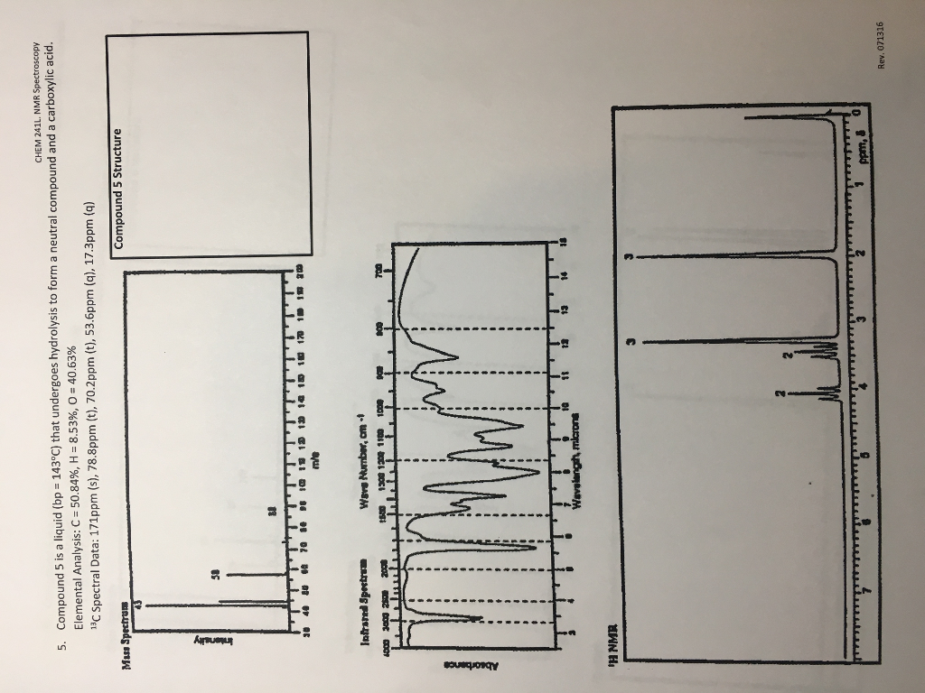 Solved CHEM 241L NMR Spectroscopy 5 Compound 5 Is A Liquid Chegg