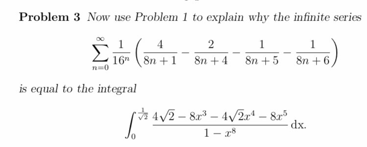 Solved explain why the infinite series is equal to the | Chegg.com