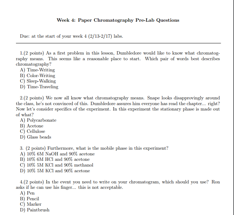 research question for paper chromatography