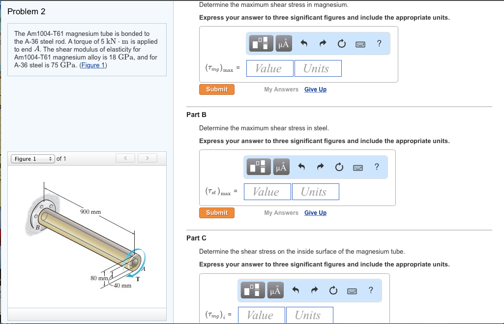 Solved The Am1004-T61 magnesium tube is bonded to the A-36 | Chegg.com