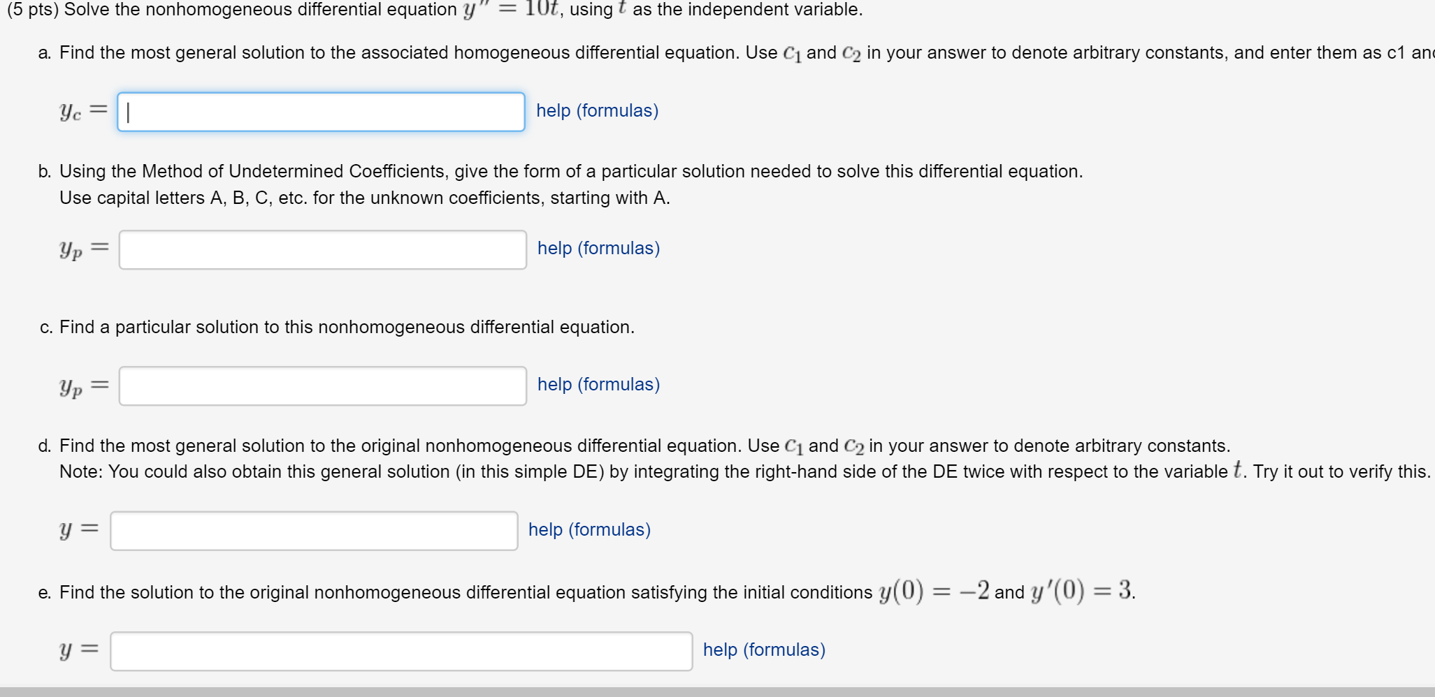 Solved Solve The Nonhomogeneous Differential Equation Y Chegg Solved Solve The Nonhomogeneous Differential Equation Y Chegg