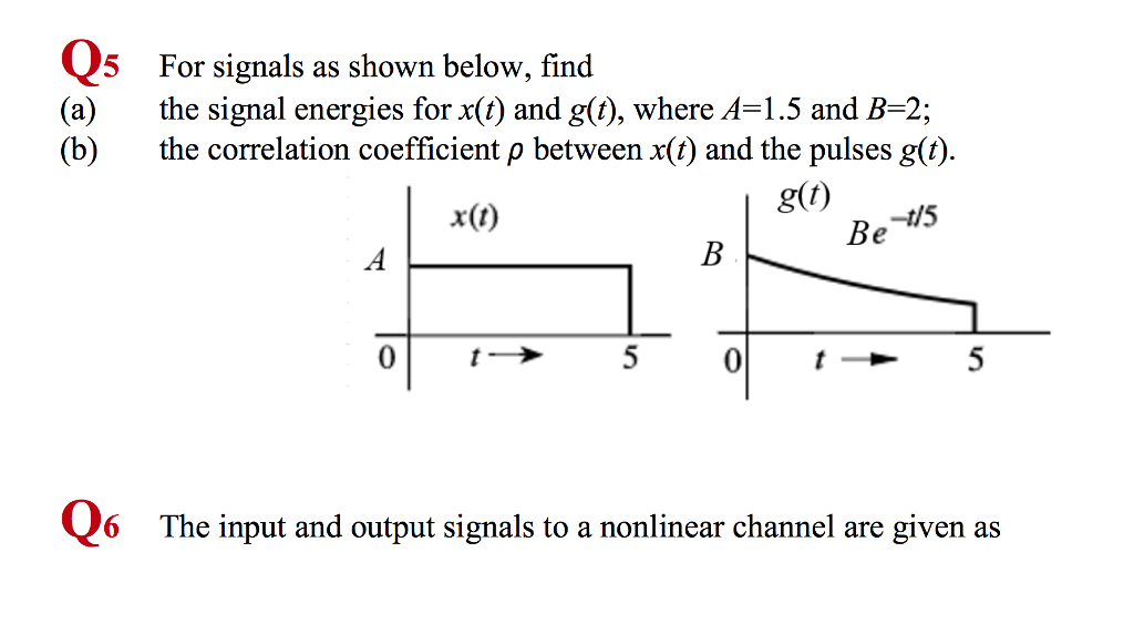 Solved Q5 (a) (b) For Signals As Shown Below, Find The | Chegg.com