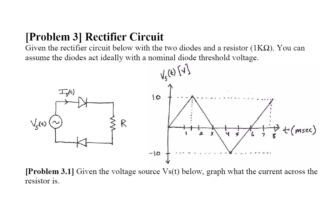 Solved Given the rectifier circuit below with the two diodes