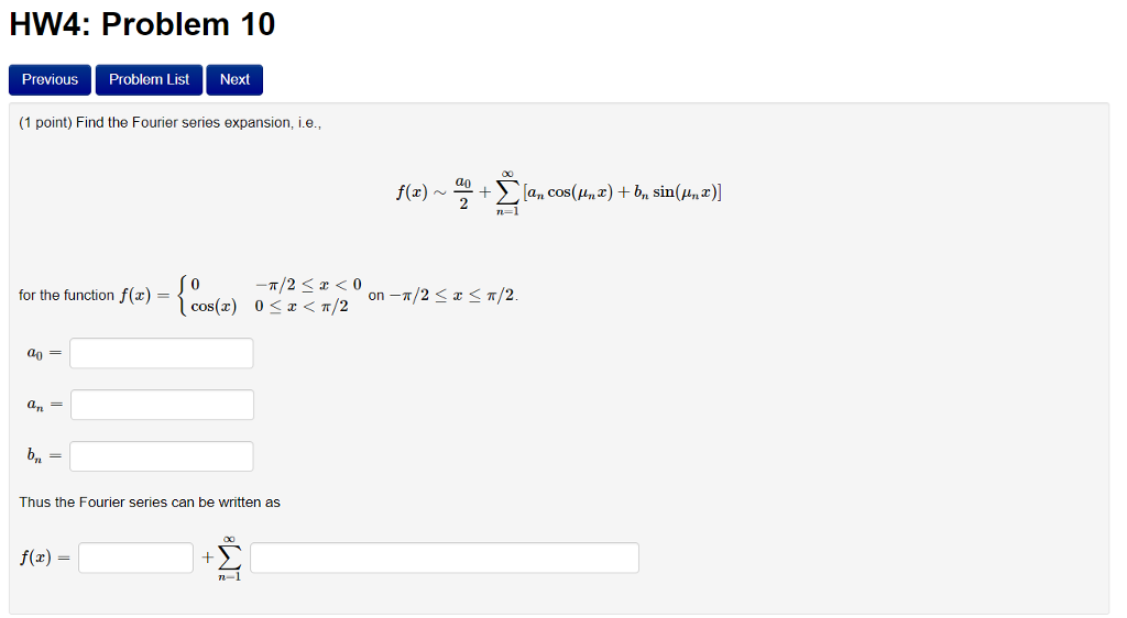 Solved HW4: Problem 10 Previous Problem List Next (1 point) | Chegg.com