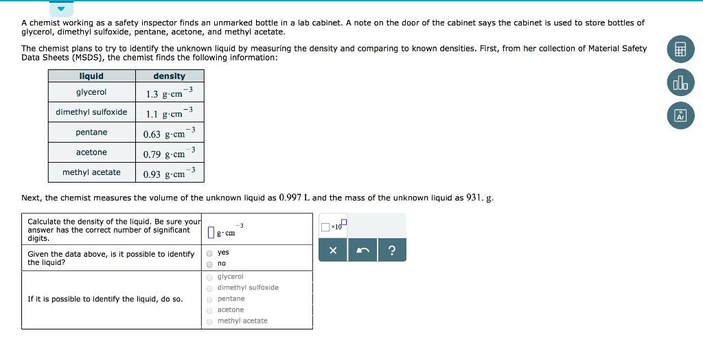 Solved A chemist working as a safety inspector finds an