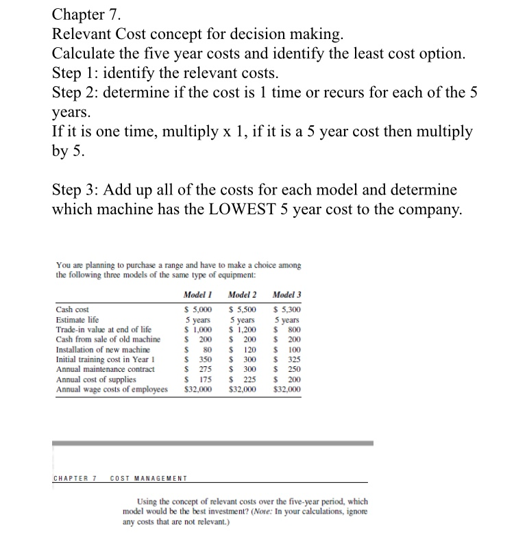 Solved Chapter 7 Relevant Cost Concept For Decision Making Chegg Solved Chapter 7 Relevant Cost Concept For Decision Making Chegg