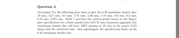 Solved Question 2 [10 points Use the following sieve sizes | Chegg.com