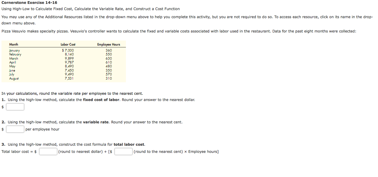 Solved Using High-Low to Calculate Fixed Cost, Calculate the | Chegg.com