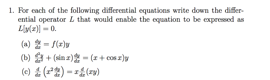 Solved 1. For each of the following differential equations | Chegg.com