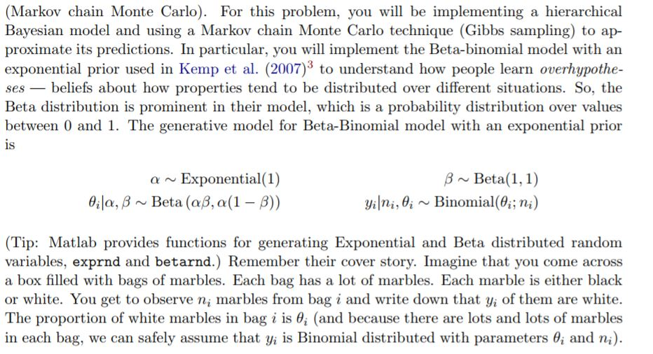 Hierarchical Bayesian model and using a Markov chain | Chegg.com