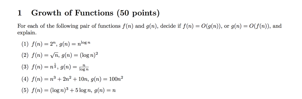 Solved For Each Of The Following Pair Of Functions F N And Chegg Solved For Each Of The Following Pair Of Functions F N And Chegg