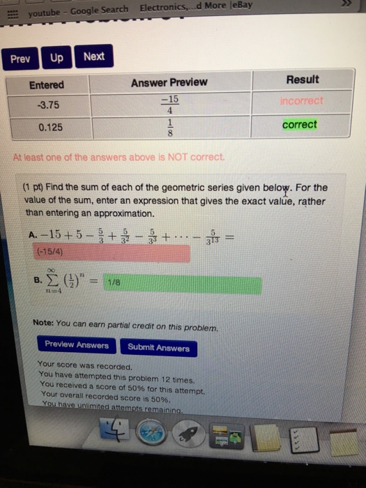 Solved Find the sum of each of the geometric series given | Chegg.com