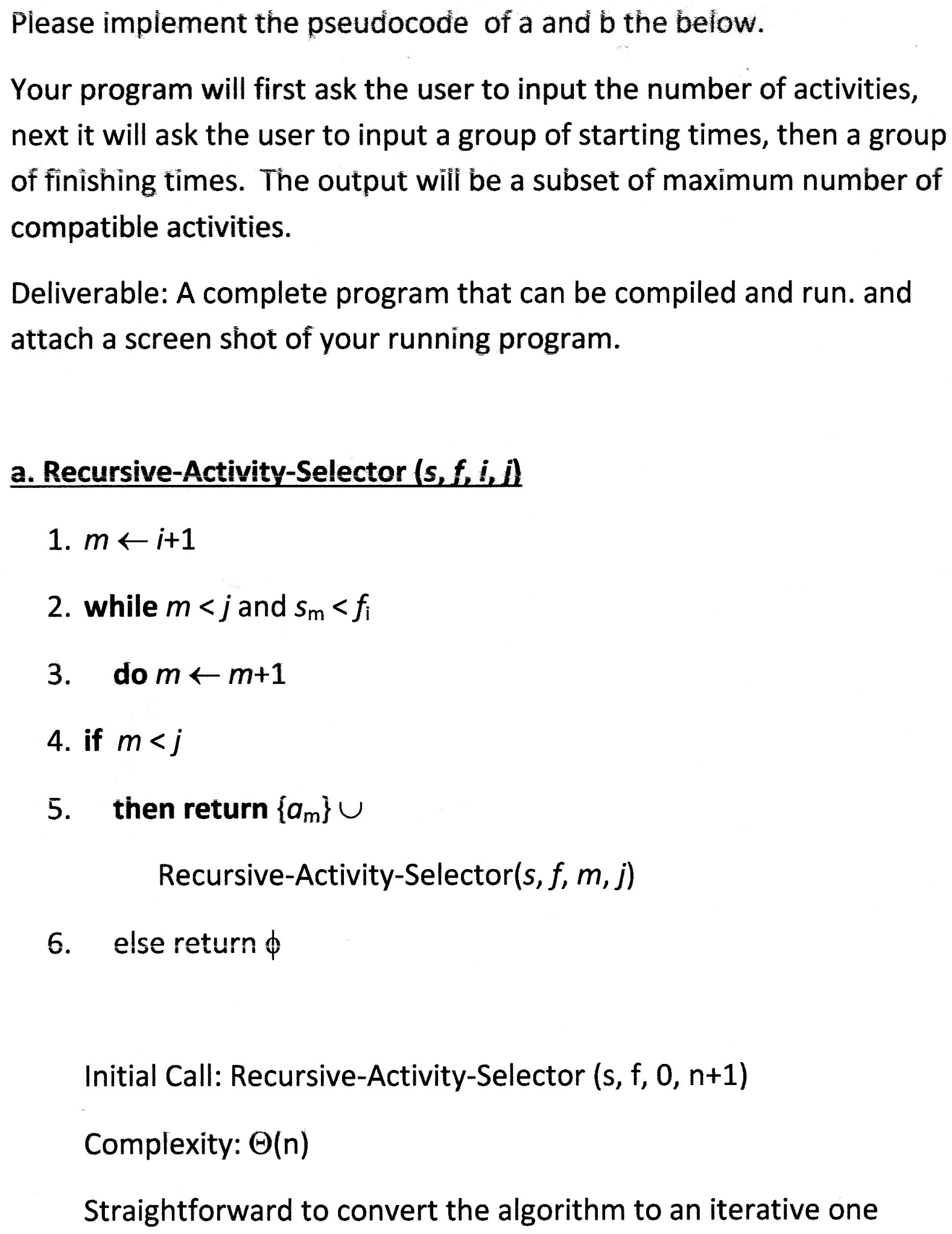 Solved Implement The Pseudo Code Of A And B The Below. Your | Chegg.com