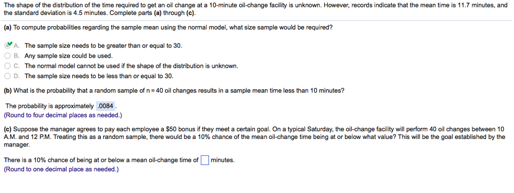 Solved The shape of the distribution of the time required to | Chegg.com