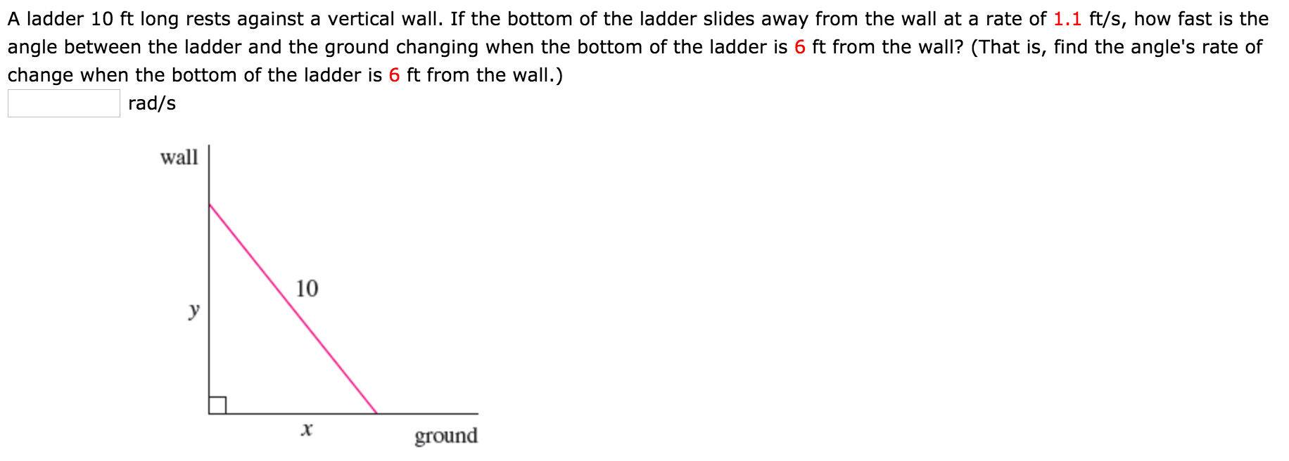 Solved A ladder 10 ft long rests against a vertical wall. If