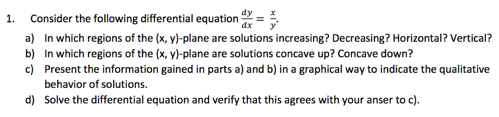 Solved Consider the following differential equation dy/dx = | Chegg.com