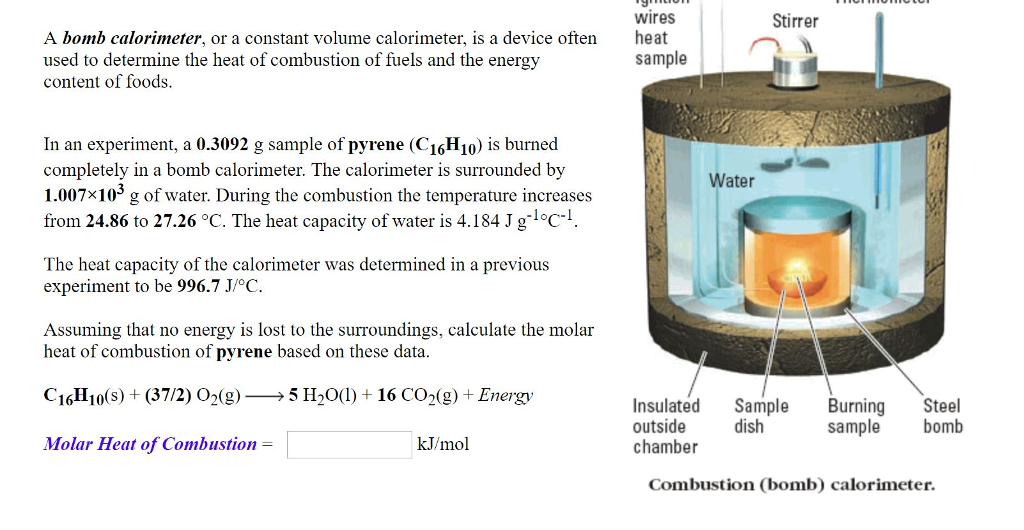 Solved wires heat sample Stirrer A bomb calorimeter, or a