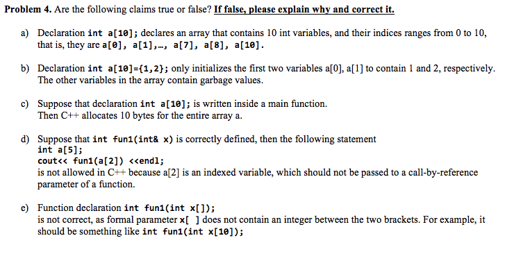 Solved Are the following claims true or false? If false, | Chegg.com