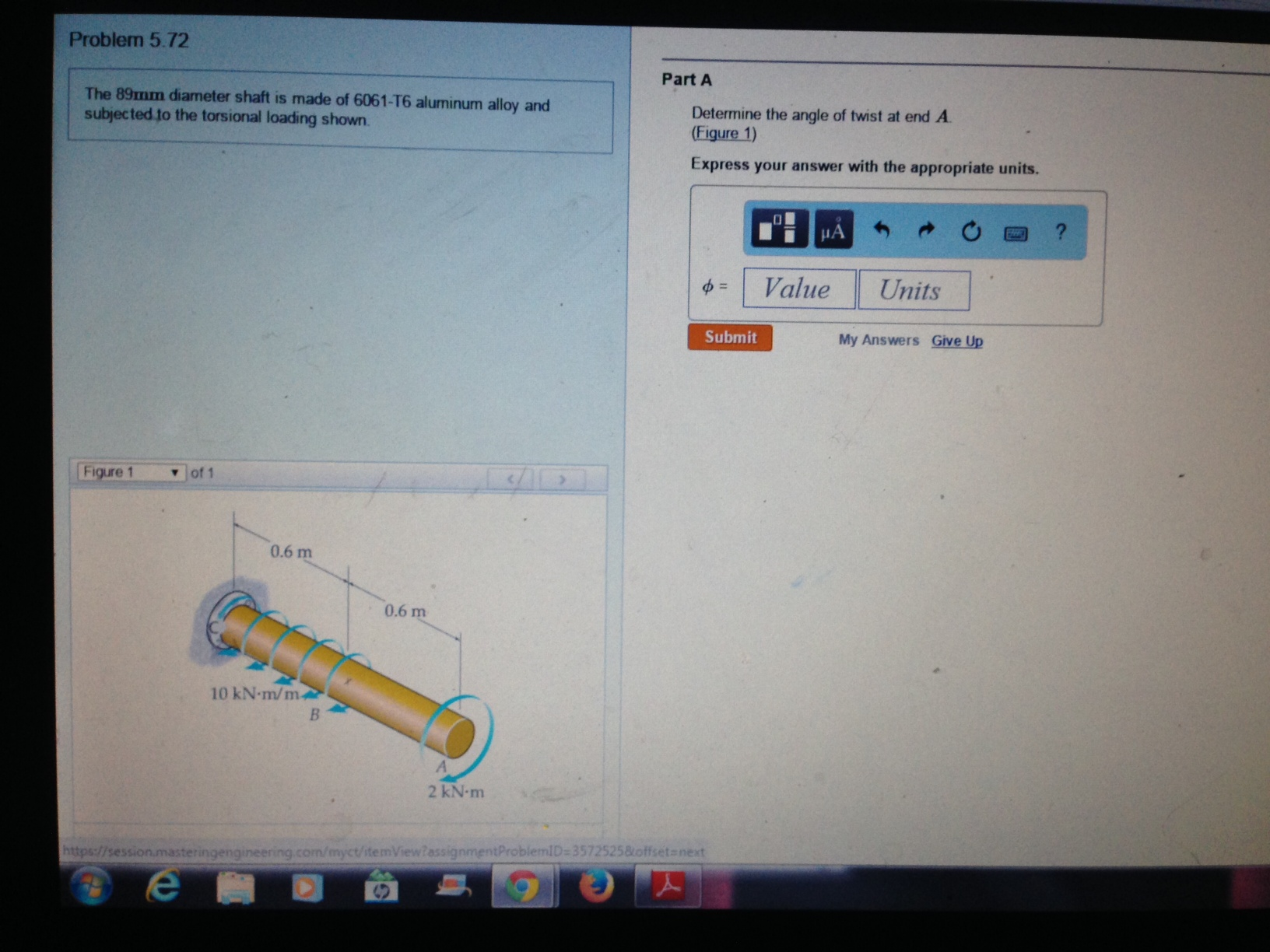Solved The 89-mm diameter shaft is made of 6061-T6 aluminum | Chegg.com