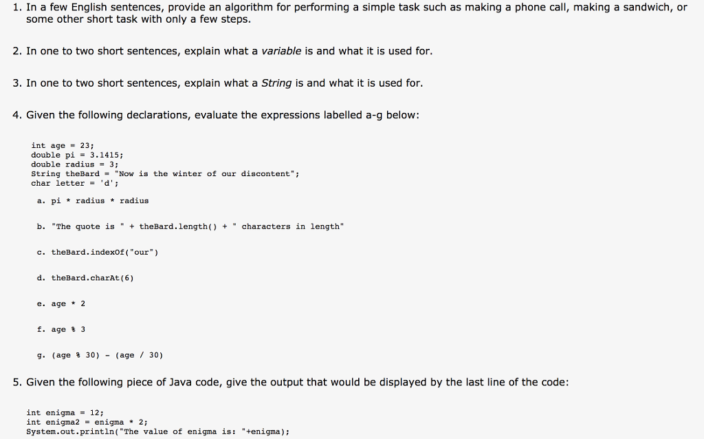 Solved In a few English sentences, provide an algorithm for | Chegg.com