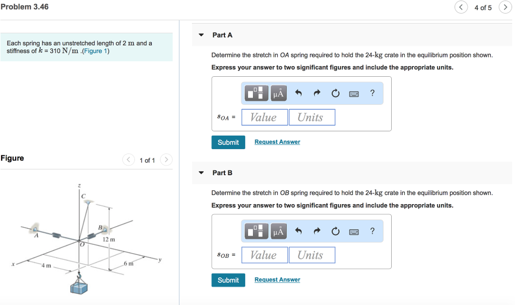 Solved Problem 3.46 4 of5 > Part A Each spring has an | Chegg.com ...