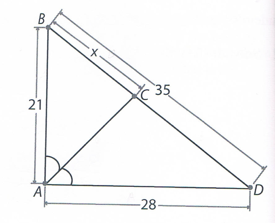 Solved If BD=35, find the length x.x=____?