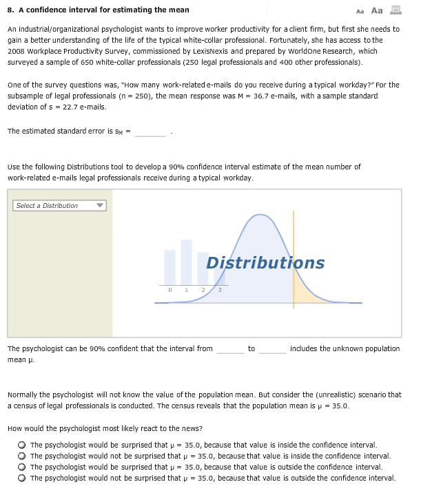 Solved 8. A confidence interval for estimating the mean | Chegg.com