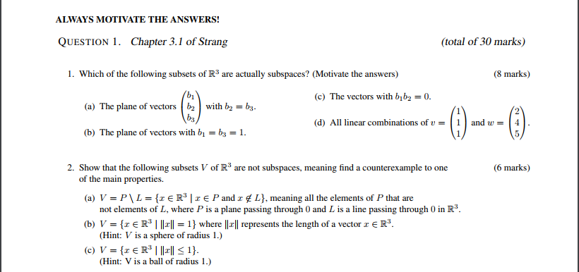 Solved ALWAYS MOTIVATE THE ANSWERS! QUESTION· Chapter 3.1 | Chegg.com