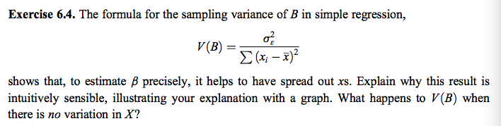 Solved Exercise 6.4. The formula for the sampling variance | Chegg.com