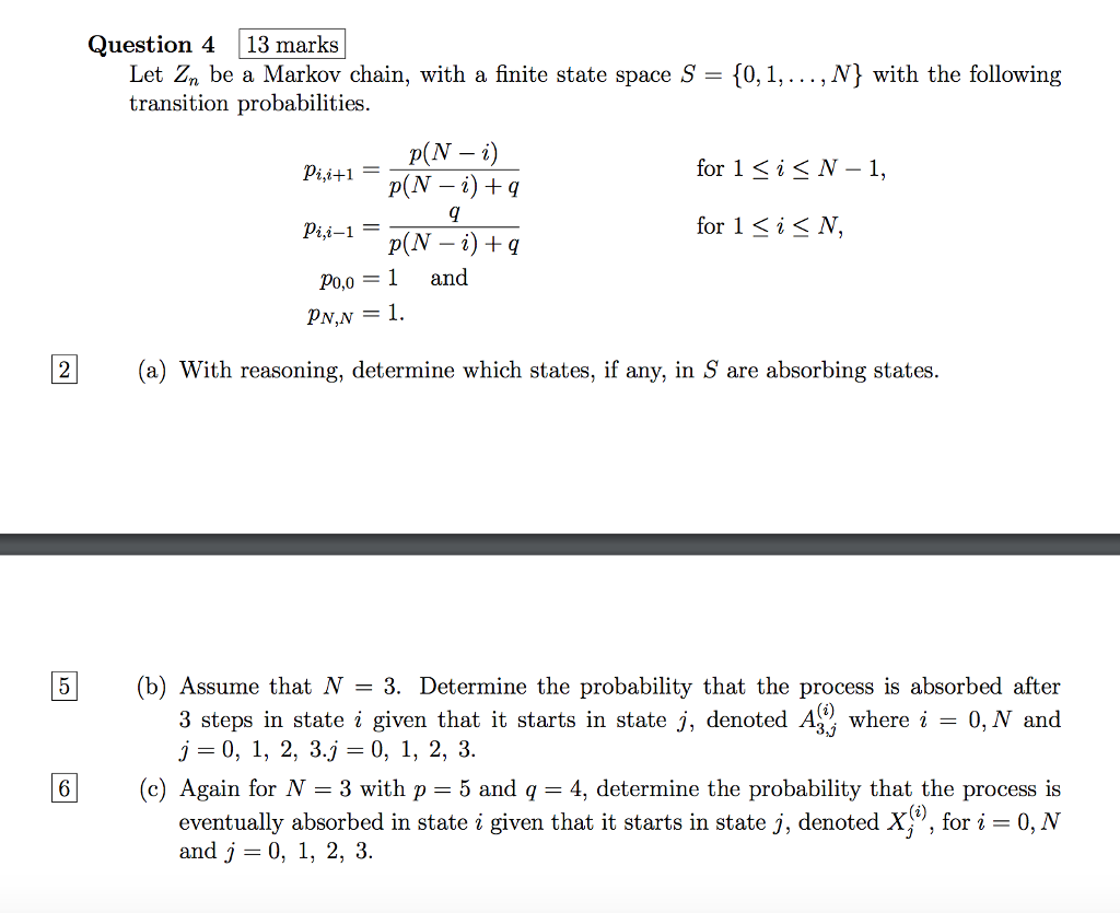 Solved Let Z_n be a Markov chain, with a finite state space | Chegg.com