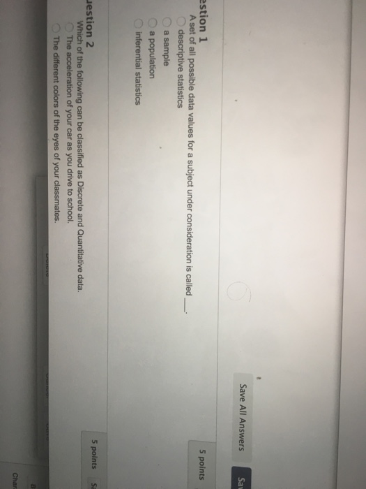 Solved a set of all possible data values for a subject under