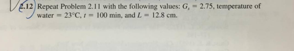 Solved A hydrometer test has the following result: G_s = | Chegg.com