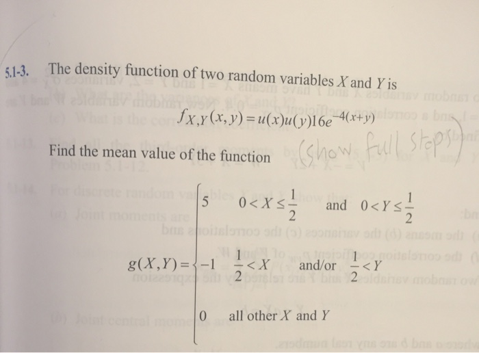 Solved The density function of two random variables X and Y | Chegg.com